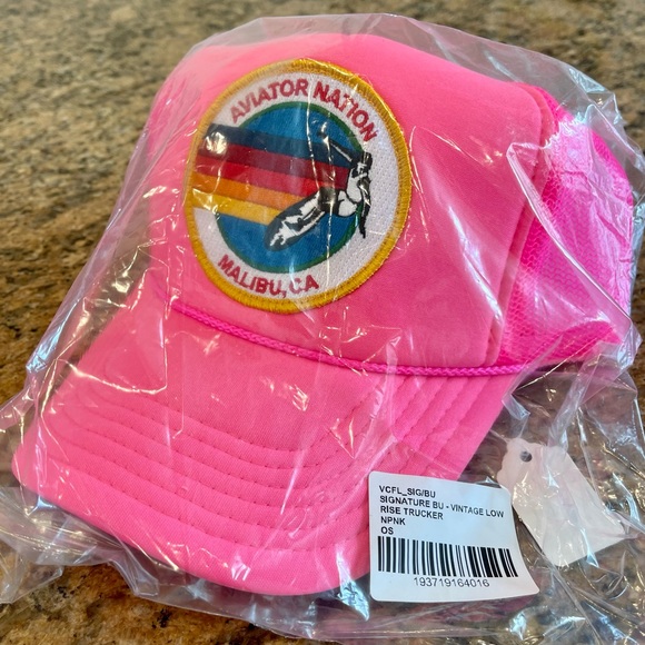Aviator Nation Other - NWT Aviator Nation Pink Trucker Hat Malibu Logo embroidered patch neon pink